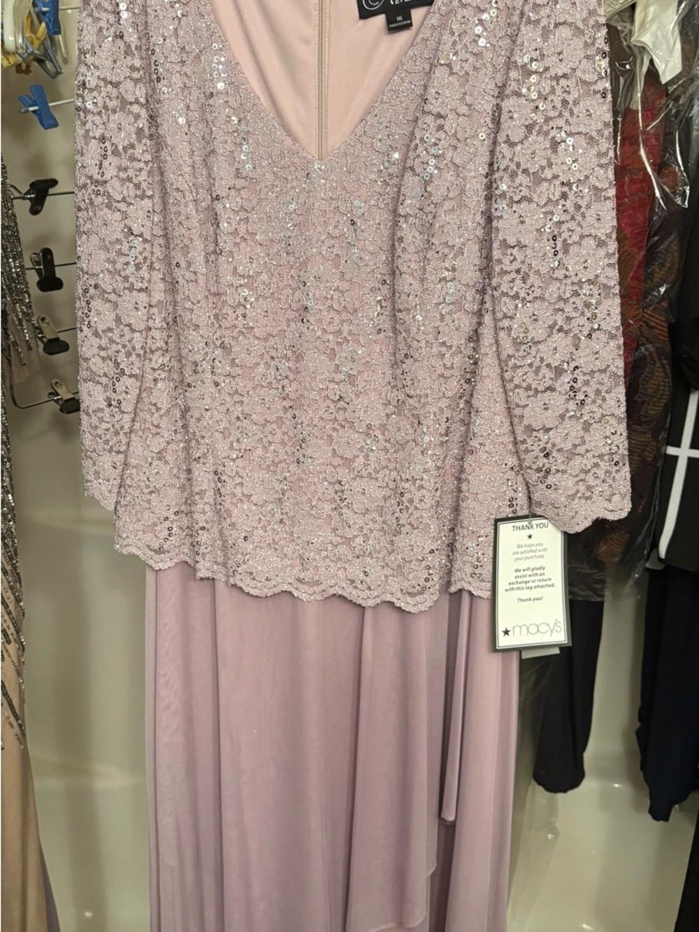 Macy's Alex Evenings Blush~ Mauve. Sequin Lace Formal~ Evening ~Wedding Gown